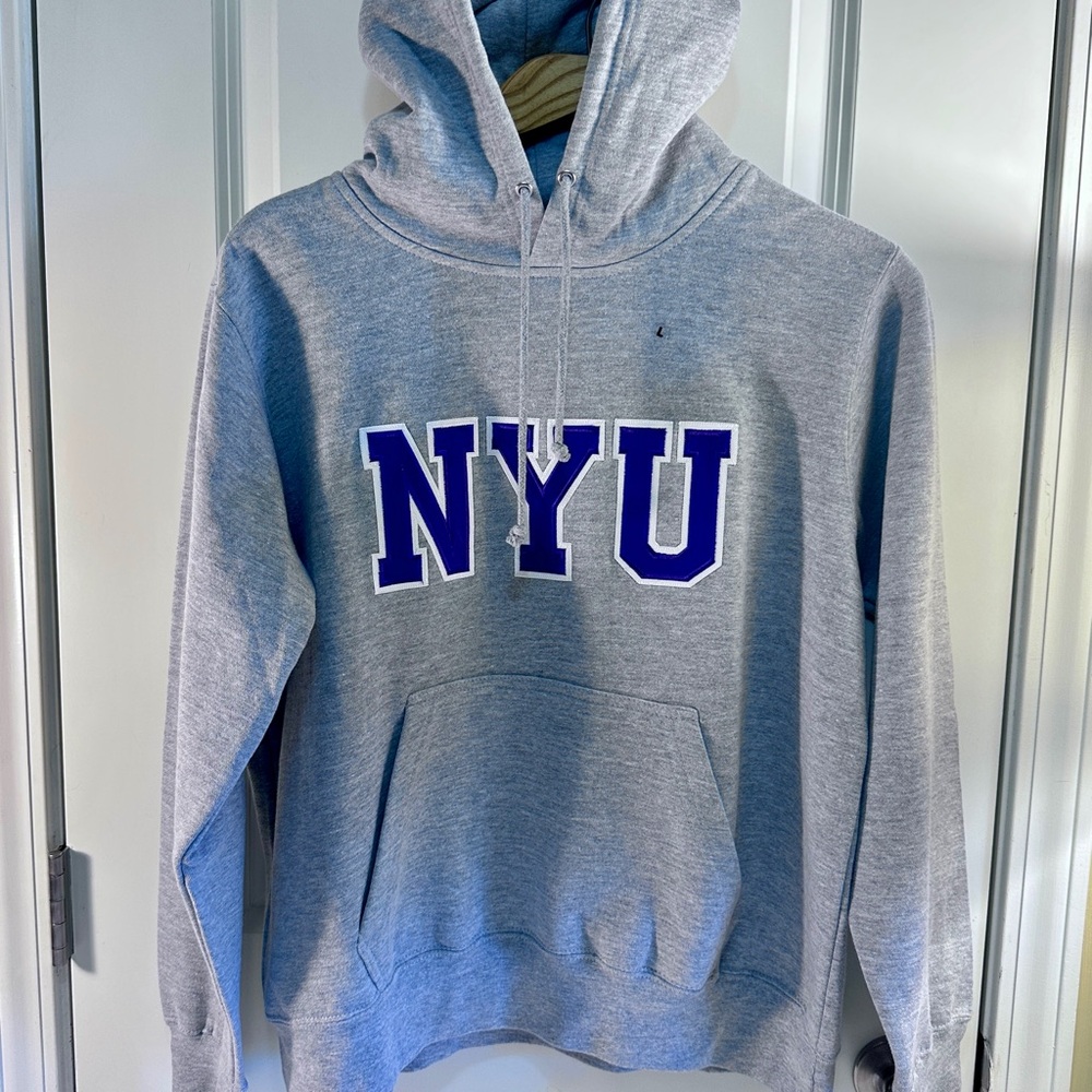 SAME DAY SHIP! Y2K MV Sport Pro Weave Gray NYU Hoodie Embroidered NEW! Heavyweig